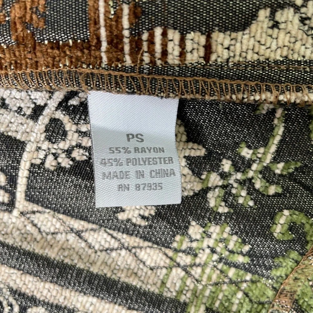 Vintage Patchwork Tapestry Jacket Womens Green Brown Whimsigoth Fairycore Earthy